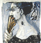 "Dama de perfil con abanico", óleo sobre tabla, 102x50 cm, (2003)