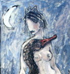 "Leda con luna y cisne negro", óleo sobre tabla, 100x43 cm, (2002)