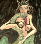 "Leda un poco loca", óleo sobre tabla, 34x19 cm, (2002)