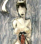 "Pequeña Leda con luna y cisne negro", óleo sobre tabla, 60x19 cm, (2002)