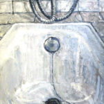 "Bañera con ducha", óleo sobre tabla, 102x50 cm, (2002)