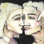 "Beso con fondo negro", óleo sobre tabla, 30x24 cm, (2003)