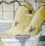 "Fumador en la bañera", óleo sobre tabla, 50x102 cm, (2005)