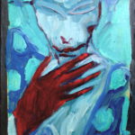 "Mujer con guante rojo", óleo sobre tabla, 80x33 cm, (1996)