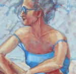 "Yo misma en la playa", óleo sobre lienzo, 92x60 cm (2001)