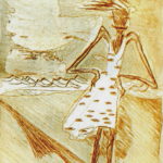 "Paulita en la playa", grabado 15x12 cm, (1985)