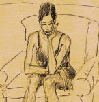 "Chica a la espera", óleo y grafito sobre papel, 16x11 cm, (2008)