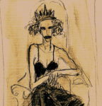 "Reina", grafito y óleo sobre cartulina,, 16x11 cm, (2008)