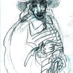 "Caballero con guante", grafito sobre papel, 30x21 cm, (2003)