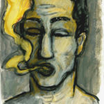 "Fumador amarillo", óleo y pastel sobre papel, 42x30 cm, (2010)