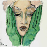 "Mujer con guantes verdes", óleo sobre papel, 30x42 cm, (2012)