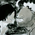 "Pareja a punto de besarse III", óleo sobre papel, 23x33 cm, (2003)