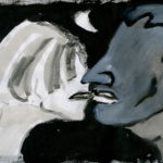 "Pareja a punto de besarse II", óleo sobre papel, 23x33 cm, (2003)
