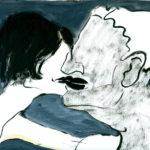 "Pareja besándose", óleo sobre papel, 23x33 cm, (2003)