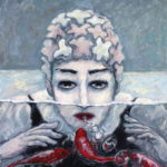 "Nadadora con gorro", óleo sobre lienzo, 73x60 cm, 2018